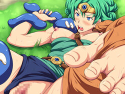 1girls blush censored clothing dragon_quest dragon_quest_iv female heroine heroine_(dq4) maku_(l-u) makura_no_doushi monster panties slime slime_(dragon_quest) small_breasts tagme