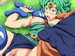 1girls blush censored clothing dragon_quest dragon_quest_iv female heroine heroine_(dq4) maku_(l-u) makura_no_doushi monster panties slime slime_(dragon_quest) small_breasts tagme