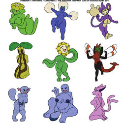 9girls aipom areolae ass black_eyes breasts canine color eeveelution espeon exposed_breasts female female_only fur furry furry_tail huge_breasts ignatius_husky insect interspecies jumpluff kneeling monkey multiple_tails nintendo no_nipples nude plant pokemon pokemon_(species) purple_eyes pussy quagsire skiploom spread_legs sunflora sunkern tail tail_hand text thick_thighs white_background wide_hips wings wooper yanma