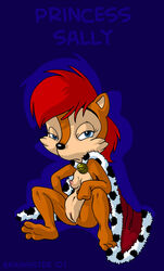 2007 anthro brainsister breasts cape chipmunk color female female_only front_view fur furry nipples sally_acorn sitting solo sonic_(series) tagme vulva