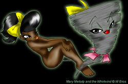 2001 2girls anthro black_hair bow dark-skinned_female dark_skin first_porn_of_franchise human mary_melody multiple_girls nude tiny_toon_adventures tornado warner_brothers whirlwind yellow_bow