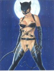 1girls actress batman_(series) catwoman catwoman_(2004) catwoman_(halle_berry) celebrity dark-skinned_female dark_skin dc_comics female female_only halle_berry nipples pandoras_box patience_fillips pussy solo straight_hair supervillainess