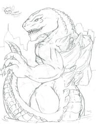 ambiguous_gender anthro artist_request godzilla_(series) godzilla_1998 kaiju muscular reptile tagme tail thick_ass zilla