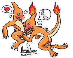 2007 beige_skin blush charmeleon closed_eyes color cum fellatio fire furry hornydragon looking_at_another male male_only multiple_males nintendo nude open_eyes oral orange_skin pokémon_(species) pokemon side_view tail tail_fire white_background yaoi