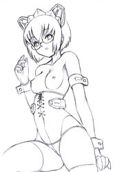 1girls 2chan 2k-tan breasts female glasses microsoft microsoft_windows monochrome nipples os-tan short_hair solo thighhighs windows_2000