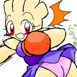 1girls artist_request back_view beige_skin blush boxing_gloves clothes color embarrassed female female_only gloves hitmonchan looking_back nintendo open_eyes open_mouth panties pantyshot pokemon pokemon_(species) red_boxing_gloves red_eyes red_gloves rule_63 solo surprised upskirt white_background