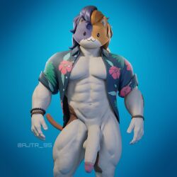 1boy aj_racer95 balls big_penis feline fortnite furry furry_only male male_only meowscles_(fortnite) muscular muscular_male penis purradise_meowscles solo solo_male