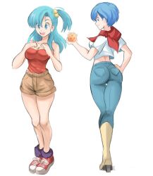 1girls ass blue_eyes blue_hair breasts bulma_briefs cleavage dragon_ball dragon_ball_(classic) dragon_ball_super dragon_ball_z looking_at_viewer looking_back rakeemspoon teenage_bulma