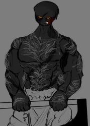 1boy bara body_hair excessive_muscles gay hairy male male_focus male_only muscular muscular_male musk musk_clouds musky no_visible_genitalia scar socialphobia tagme tall toony yaoi