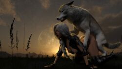 3d breeding canine female_on_feral female_penetrated human_on_feral interspecies looking_pleasured nipples sex wolf wyllscarlett zoophilia