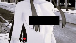 1girls 3d atlus black_bar_censoring breasts casual casual_nudity censored completely_naked completely_nude confidently_naked exhibitionism exhibitionist eyewear female female_only human long_hair naked no_color nude nude_female pale_skin persona persona_5 public public_indecency public_nudity recording retropunch sakura_futaba security_camera solo streaking