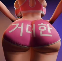 1girls 3d asian asian_female ass back_view big_ass big_breasts booty_shorts bottom_heavy breasts d.va fat_ass female female_only huge_ass huge_breasts korean_text mesaverce overwatch paag shorts solo solo_female text thick_thighs wide_hips