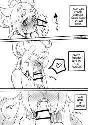 3_panel_comic 3koma ahoge arrow black_and_white blowjob blush blush blush_lines censor_bar censored comic english_text hair_ornament heart heart_hair_ornament indie_virtual_youtuber licking licking_penis rat rat_ears rat_girl rat_tail rune_bunnura sweat sweatdrop teeth text text_box tninja vein veins veiny_penis virtual_youtuber vtuber