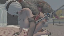 3d bestiality big_ass big_breasts breasts doggy_style high_heels lahma nier:_automata nipples rat skeever skyrim stockings yorha_2b zoophilia