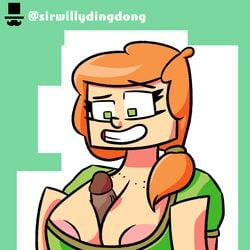 alex_(minecraft) breasts minecraft outercourse paizuri sirwillydingdong square_head steve_(minecraft)