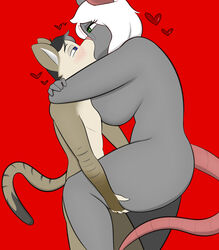 absurd_res anthro big_breasts blush breasts domestic_cat duo felid feline felis female fur hair hi_res huge_breasts invalid_tag jack_(sleepingpowder) kissing male male/female mammal miya_(sleepingpowder) mouse murid murine nude rodent romantic romantic_couple romantic_sex sex simple_background sleepingpowder