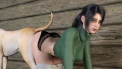 3d breeding canine doggy_style domestic_dog female_on_feral female_penetrated human_on_feral interspecies knotting_position looking_pleasured sex wyllscarlett zoophilia