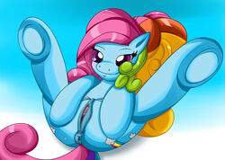 1girls anus ass censored crotchboobs earth_pony equine female female_only multicolored_hair my_little_pony pony presenting purple_eyes pussy rainbow_dash_(g3) rainbow_dash_(mlp) rainbow_hair solo spread_legs twinkle_wish_adventure