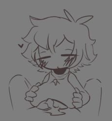 .flow 1boy 1girls black_and_white breast_squeeze breasts chibi chibi_style clothed_paizuri cum doodle heart hetero large_breasts meatoids messy_hair mob_face monochrome paizuri paizuri_under_clothes pov sabitsuki yume_nikki_fangame