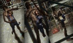 belly_inflation bethesda_softworks bodysuit cocksleeve cum_in_pussy dangling_feet dangling_legs fallout from_behind giant giant_(skyrim) giant_male interspecies monster monster_rape screenshot_edit size size_difference skyrim vault_dweller vault_suit