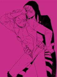 chika gay jojo's_bizarre_adventure male male_only multiple_males pink_background pink_theme prosciutto risotto_nero tagme vento_aureo yaoi