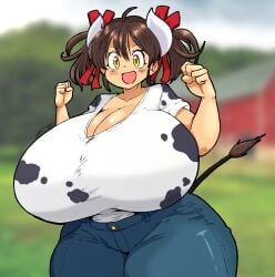 :d big_breasts big_hipped big_hips breasts cleavage giant_breasts gigantic_breasts hips hips_wider_than_shoulders huge_breasts huge_hips jeans large_breasts large_hips massive_breasts spintopple sukimi_(hataraki_ari) tagme wide_hips