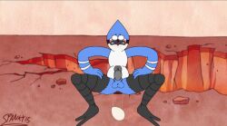 ass bird edit egg furry gaping_anus male_only mordecai_(regular_show) penis regular_show remastered solo_male spanky15 squatting toony