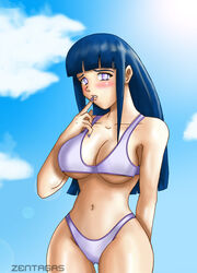 bashful bikini blue_hair female female_only human hyuuga_hinata mr-zentagas naruto naruto_shippuden solo underboob