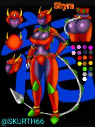 big_breasts black_skin dragon magenta_eyes oc red_armor robot robot_girl skurth66 year_of_the_dragon