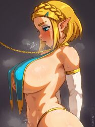 1girls 2024 alternate_costume blonde_female blonde_hair blonde_hair_female blue_eyes blush chain_leash choker elf_ears glooz hips hylian hylian_ears leash light-skinned_female light_skin nintendo princess_zelda short_hair tears_of_the_kingdom the_legend_of_zelda the_legend_of_zelda:_tears_of_the_kingdom thick_thighs thigh_highs thighhighs underboob underwear zelda_(tears_of_the_kingdom)