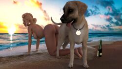 3d ass_to_ass breeding butt_to_butt canine dog domestic_dog enjoying female_on_feral female_penetrated human_on_feral interspecies knotted looking_pleasured nipples sex wyllscarlett zoophilia