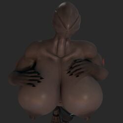 3d 3d_(artwork) absurd_res big_ass big_breasts black_claws bondage cerberus_the_demogorgon claws demogorgon female female_demogorgon_(stranger_things) female_only gabrielarchgod gray_body grey_skin highres huge_ass huge_breasts humanoid looking_at_viewer monster monster_girl monstrous_humanoid netflix stranger_things thick_thighs wide_hips