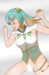 1girls after_rape after_sex after_vaginal aqua_hair bare_arms bare_thighs blue_hair blush bottomless breasts censored closed_eyes cum cum_in_pussy cum_inside female female_only fire_emblem fire_emblem_heroes gradient_background green_hair grey_background heidr_(fire_emblem) japanese_text medium_breasts molestation multicolored_hair nail_polish nintendo on_back open_mouth pussy short_hair sideboob simple_background sleep_molestation sleeping solo sound_effects thighs twintails vaginal_penetration white_background yellow_nails yofeld2358