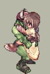 acolyte acolyte_(ragnarok_online) animated female light-skinned_female light_skin male orc orc_male pixel_art ponytail ragnarok_online ribbon straight vaginal_penetration