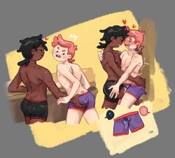 adventure_time ass_grab blush briefs cum_in_underwear cum_through_clothes dark-skinned_male dark_skin dry_humping ejaculation_under_clothes fionna_and_cake frottage frottage_through_clothing gary_prince gay male_only marshall_lee prince_gumball yaoi