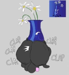 backsack big_balls big_butt blush cheesetomato clapping_buttocks clapping_cheeks colored colored_sketch futanari its_time_for_the object_shows onomatopoeia sketch squatting thick_thighs twerking vase_(itft)