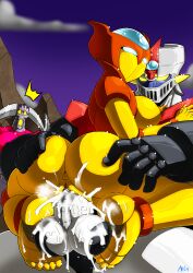 aphrodite_a barefoot breasts cum_drip cum_in_pussy cum_in_pussy cum_inside cum_on_feet cum_on_soles cum_on_toes cum_overflow erect_nipples excessive_cum feet_on_balls garada_k7 go_nagai mad-project mazinger mazinger_z mazinger_z_(character) mecha robot soles toes