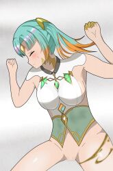 1girls aqua_hair bare_arms bare_thighs blue_hair blush bottomless breasts censored closed_eyes female female_only fire_emblem fire_emblem_heroes gradient_background green_hair grey_background heidr_(fire_emblem) japanese_text medium_breasts molestation multicolored_hair nail_polish nintendo on_back open_mouth pussy short_hair sideboob simple_background sleep_molestation sleeping solo sound_effects thighs twintails vaginal_penetration white_background yellow_nails yofeld2358