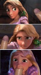 blonde_hair clothing disney disney_princess eugene_fitzherbert eye_contact fellatio female gag gagged gagging green_eyes human male nipples oral pascal_(tangled) penis princess rapunzel straight tagme tangled th-gimpnoob throat_barrier