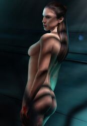 1girls 3d 3d_(artwork) 3d_model ass blood brown_eyes brown_hair casual completely_naked completely_naked_female completely_nude completely_nude_female dead_space female human kendra_daniels long_hair medium_breasts nude nude_female nudity pale_skin panties pants_down pants_off skstalker