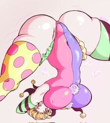 1girls big_ass big_breasts clown clown_girl clown_makeup clown_nose female female_focus female_only gloves heterochromia jackochallenge jackopose minxami nipple_bulge nipples_visible_through_clothing polka_dot squishy_the_clown_(minxami) thick_thighs thighhighs thighs