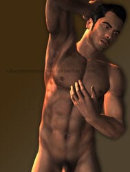 1boy 3d 3d_(artwork) armpit kaidan_alenko male male_only mass_effect muscular penis_peek solo tagme