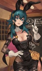 1girls absurdres alternate_costume among_us among_us_reference animal_ears blue_eyes blue_hair breasts byleth_(female)_(fire_emblem) byleth_(fire_emblem) byleth_(fire_emblem)_(female) cleavage crewmate_(among_us) dangle_earrings earrings fake_animal_ears female female_only fire_emblem fire_emblem:_three_houses gloves hairband hand_on_own_hip highres jewelry large_breasts long_hair looking_at_viewer nintendo open_mouth rabbit_ears saiykik solo white_gloves