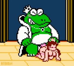 1boy 1girls amphibian animated anthro bitebox64 female male mario_(series) monster monster_on_female pixel_art princess_peach scalie sex sex_from_behind super_mario_bros._2 wart_(mario)