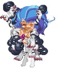 1girls animated blue_eyes blue_hair breasts darkstalkers felicia_(darkstalkers) female kuromaru_(mugen) long_hair m.u.g.e.n medium_breasts mo2 nude open_mouth penis pixel_art pussy rape sex suspended_in_midair suspension tentacle transparent_background vaginal