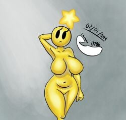 anthro big_ass big_breasts completely_nude humanoid lbanano0206 mario_(series) mario_and_luigi_(series) nippleless no_nipples star_sprite starlow yellow_body