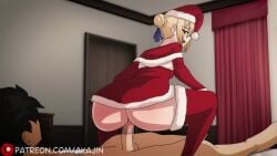akajin animated artist_name artoria_pendragon ass_focus big_ass big_penis bouncing_ass christmas deep_penetration fate/grand_order fate_(series) fujimaru_ritsuka_(male) jiggle kassioppiava looking_back moaning moaning_in_pleasure mostly_clothed mp4 patreon_username preview reverse_cowgirl_position riding riding_penis sound tagme vaginal_penetration video voice_acted