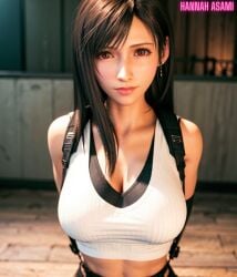 ai_generated final_fantasy final_fantasy_vii hannah_asami-(artist) tank_top tifa_lockhart tifa_lockhart_(cosplay)