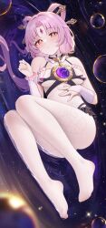 artist_request breasts fu_xuan_(honkai:_star_rail) purple_hair thighs white_thigh_socks