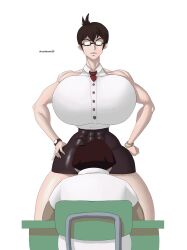 abs age_difference big_breasts chumbone20 huge_breasts miniskirt muscular_female pencil_skirt size_difference skirt teacher teacher_and_student thick_thighs wide_hips